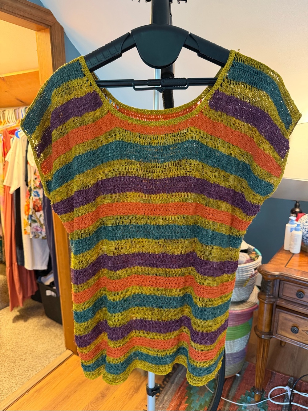 NEW Handmade in Thailand Striped Lightweight Knit Sweater - plant dyed